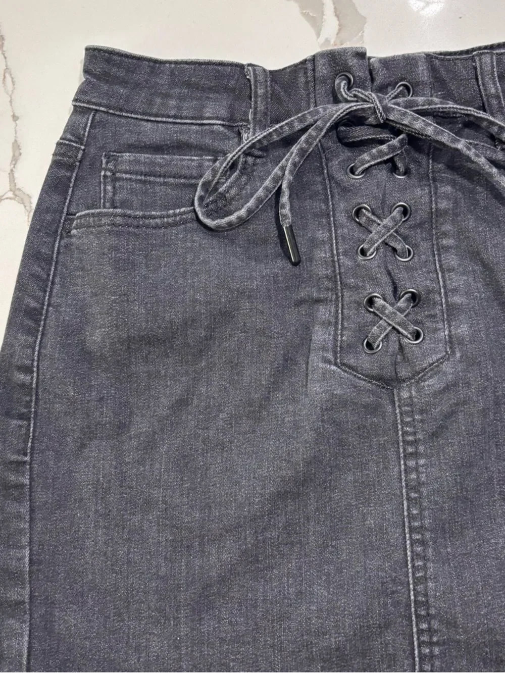 GARAGE Black Lace-Up Denim Mini Jeans Skirt Women’s Small